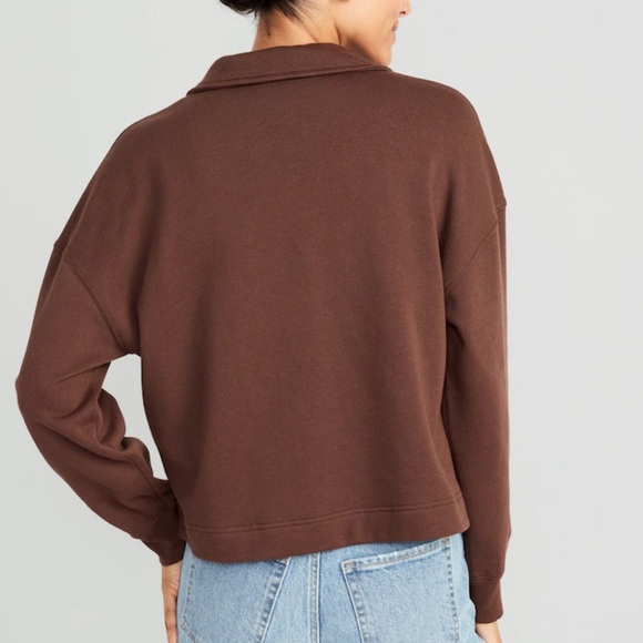 NWT OLD NAVY Collared Fleece Pullover Color: Espresso SIZE LARGE - Picture 2 of 4